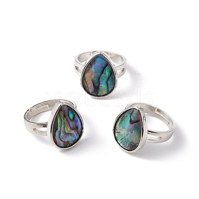 Natural Paua Shell Adjustable Rings RJEW-G260-01P-01-1