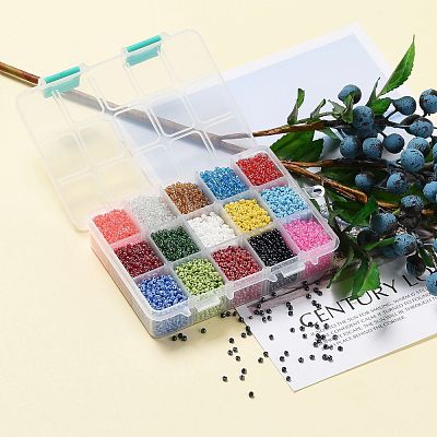 375G 15 Colors Glass Seed Beads SEED-JP0004-04-3mm-1