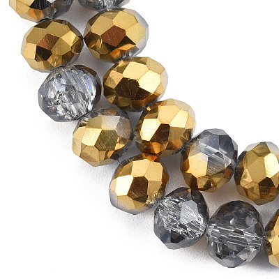 Transparent Crackle Electroplate Glass Beads Strands EGLA-T008-028-B02-1