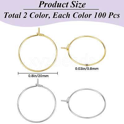 200Pcs 2 Colors Brass Wine Glass Charm Rings KK-SP0001-32A-1