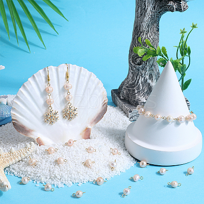 Natural Cultured Freshwater Pearl Potato Connector Charms PALLOY-SC00009-1