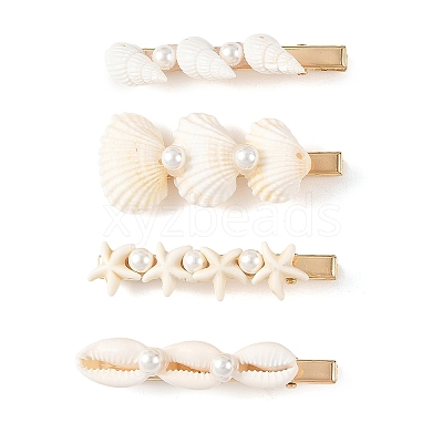 4Pcs 4 Styles Natural Shell Alligator Hair Clips PHAR-TA000002-1