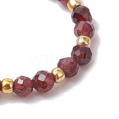 Natural Mixed Stone Beaded Stretch Rings for Women RJEW-JR00868-1