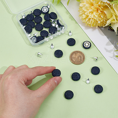 24 Bags Flat Round Cloth Cap Nail Buttons BUTT-BC0001-21F-1