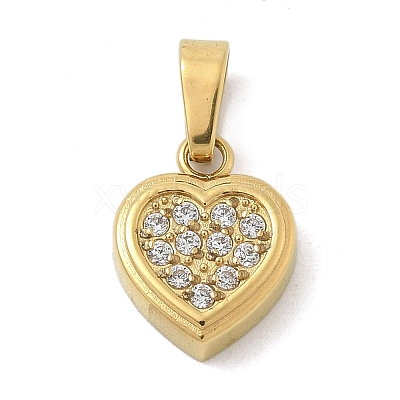 Ion Plating(IP) 304 Stainless Steel Micro Pave Cubic Zirconia Pendants STAS-Z107-02G-04-1