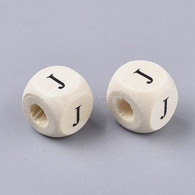 Printed Natural Wood Beads WOOD-T026-001J-1
