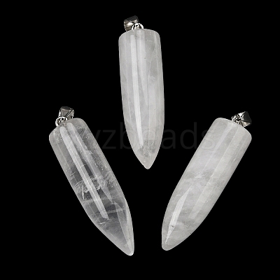 Natural Quartz Crystal Pointed Pendants G-F820-12B-1