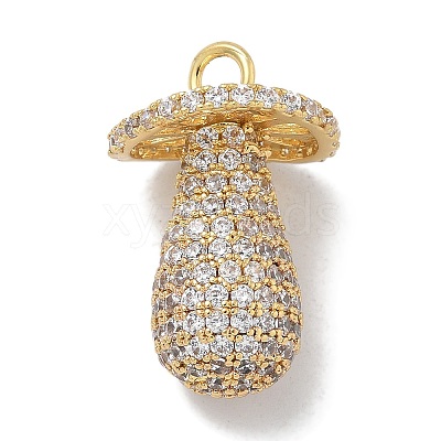 Rack Plating Brass Micro Pave Clear Cubic Zirconia Pendants KK-L224-001G-1