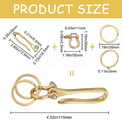 1PC U-Shaped Brass Key Hook Shackle Clasps KK-CP0001-05B-1
