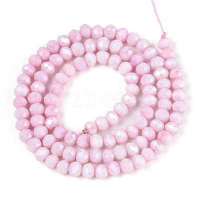 Anti-Tarnish Electroplate Rondelle Glass Beads Strands EGLA-T021-4mm-17-03-1