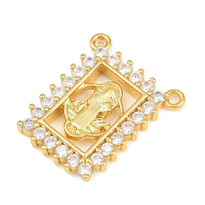 Brass Micro Pave Clear Cubic Zirconia Pendants KK-CBA6A75-48D-G-1