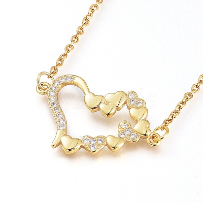 Brass Cubic Zirconia Pendant Necklace & Stud Earring Jeweley Sets SJEW-L154-11G-1