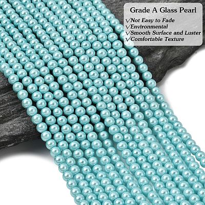 Eco-Friendly Dyed Glass Pearl Round Beads Strands HY-A002-4mm-RB104-1