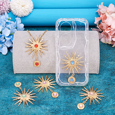 5Pcs 5 Colors Alloy with Resin Big Pendants FIND-TA0004-16-1