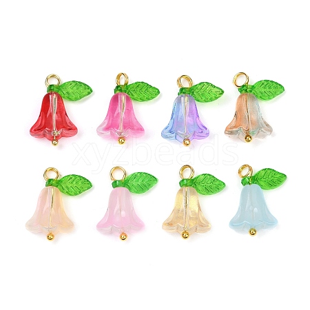 8Pcs 8 Colors Glass Pendants PALLOY-JF03533-01-1