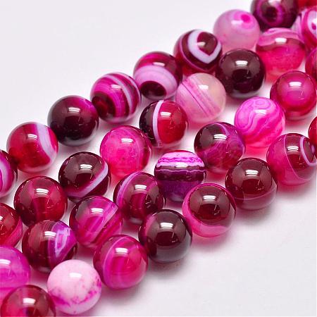 Natural Striped Agate/Banded Agate Bead Strands G-G962-14mm-01-1