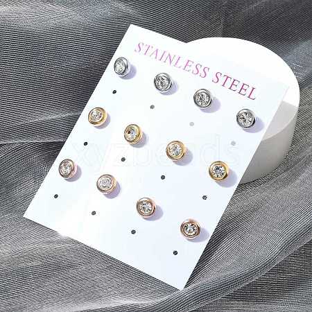 Ion Plating(IP) 304 Stainless Steel Flat Round Stud Earrings EJEW-C099-16A-1