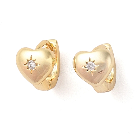 Brass with Clear Cubic Zirconia Hoop Earring LS-EJEW-Q385-03G-1