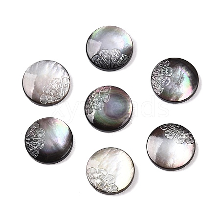 Natural Black Lip Shell Carved Cabochons SSHEL-T017-04C-1