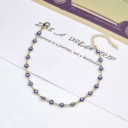 Christmas Brass Evil Eye Enamel Link Chain Anklets for Women WGC2D50-04-1