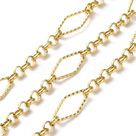304 Stainless Steel Textured Rhombus with Rolo Chains CHS-R020-07G-03-1