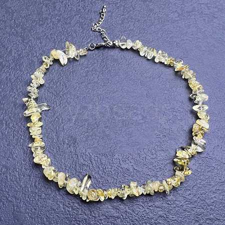 Natural Citrine Chip Beaded Necklaces for Women IW6789-59-1