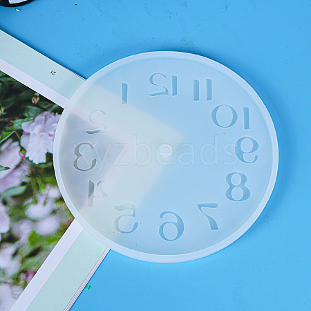 Flat Round with Arabic Numerals Clock Wall Decoration Food Grade Silicone Molds SIMO-PW0001-425A-01-1