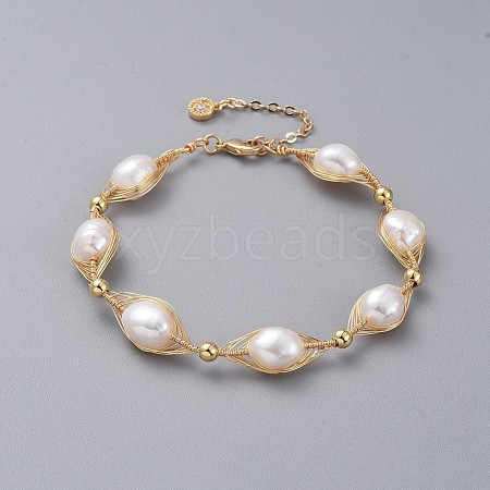 Natural Pearl Beaded Bracelets BJEW-JB04888-1