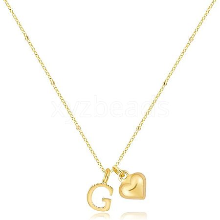 Brass Initial and Heart Pendant Necklaces for Women FS-WG01F32-07-1