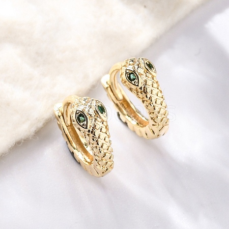 Brass Cubic Zirconia Hoop Earrings EJEW-Q014-35G-1