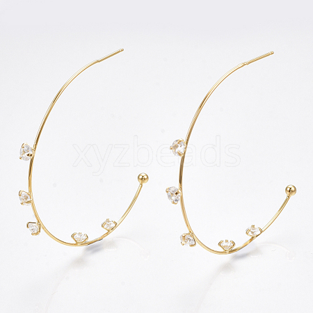 Brass Cubic Zirconia Stud Earrings X-KK-S350-062G-1