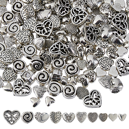 200Pcs 10 Styles Tibetan Style Alloy Beads FIND-FH0016-54-1