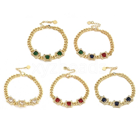 Brass Micro Pave Cubic Zirconia Bracelets BJEW-K261-04G-1