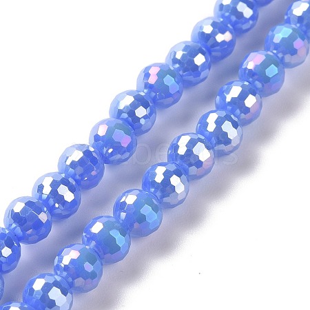 Electroplate Opaque Solid Color Glass Beads Strands GLAA-E036-10B-1