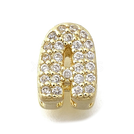 Brass Micro Pave Cubic Zirconia Letter Multi-Strand Links KK-D295-32G-01-1