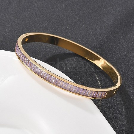 304 Stainless Steel Rhinestone Bangles for Women BJEW-Z092-02G-1