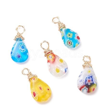 20Pcs Handmade Millefiori Glass Pendants PALLOY-JF01290-S-1