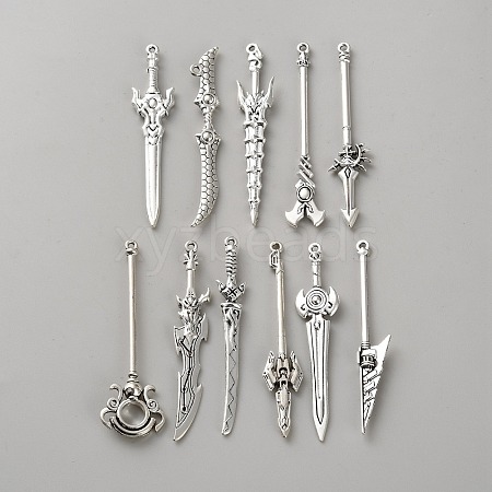 Tibetan Style Zinc Alloy Weaponry Big Pendants PALLOY-WH0048-51AS-01-1
