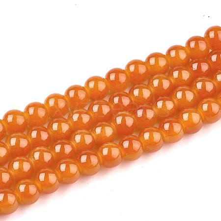 Baking Paint Imitation Jade Glass Round Bead Strands DGLA-Q021-6mm-12-1