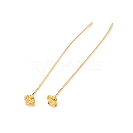 Brass Micro Pave Cubic Zirconia Stud Earring Findings CU-CBA4618-01G-04-1