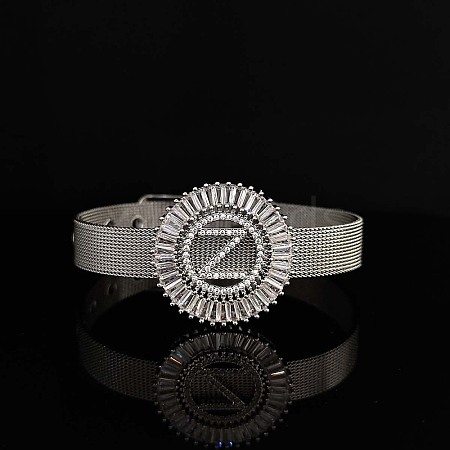 Brass Micro Pave Clear Cubic Zirconia Bangles for Women FS-WGA7409-30-1