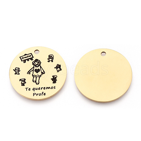 201 Stainless Steel Pendants STAS-T064-37G-14-1