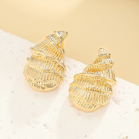 Sea Snail Alloy Stud Earrings EJEW-A112-03KCG-1