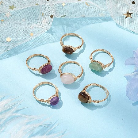 Nuggets Natural Gemstone Finger Rings RJEW-JR00696-1