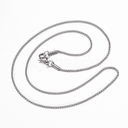 304 Stainless Steel Box Chain Necklace for Men Women NJEW-E087-03P-A-1