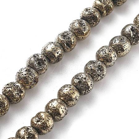 Electroplated Natural Lava Rock Beads Strands G-A251-E01-01F-1