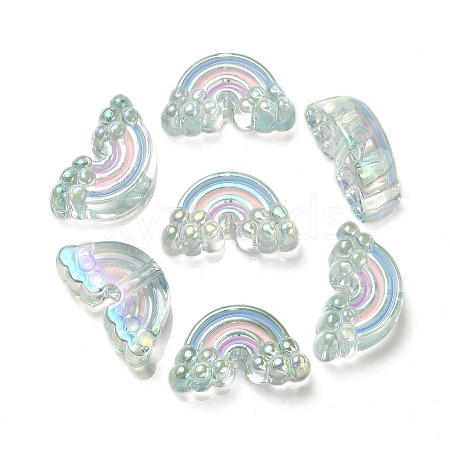 UV Plating Rainbow Iridescent Acrylic Enamel Beads OACR-G012-08A-1