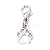 10Pcs Dog Paw Print Tibetan Style Alloy Pendant Decorations HJEW-JM02575-1