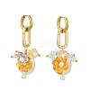 Natural Nucleated Baroque Keshi Pearl & Brass & 202 Stainless Steel & Glass Hoop Dangle Earrings EJEW-JE07262-3