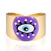 Enamel Horse Eye Open Cuff Rings RJEW-P042-01G-02-5